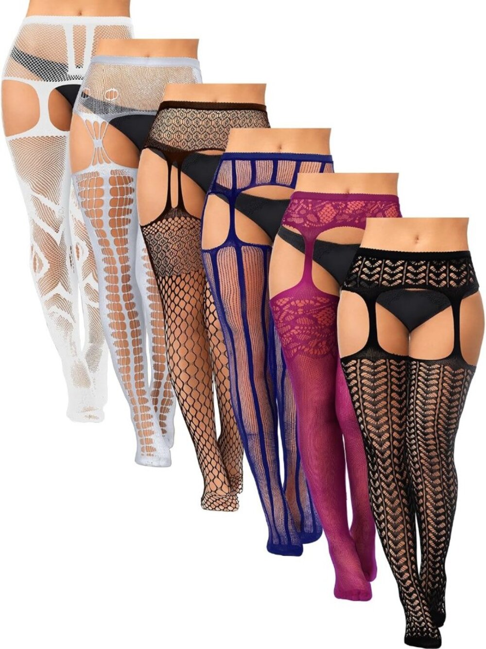 Plus Size Fishnet Tights for Women - 6 Pairs, Stylish & Comfortable Hosiery